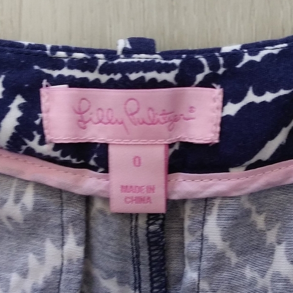 Lilly Pulitzer navy white printed pants ankle crop - Picture 2 of 12